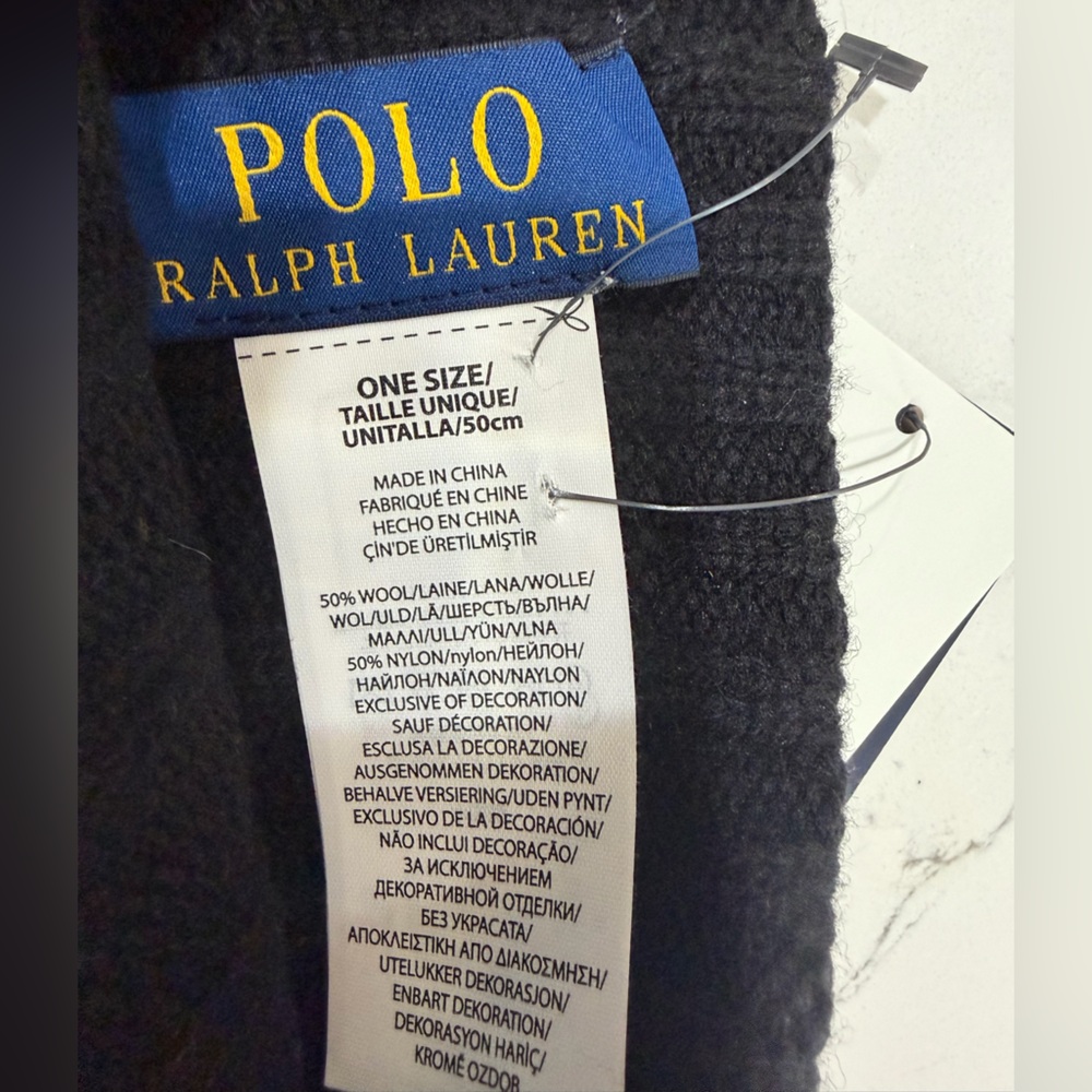 Polo by Ralph Lauren Black Ribbed Beanie, NWT, one size fits all - Picture 4 of 4